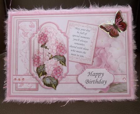 Vintage Hydrangea Birthday Card Topper & Pyramage by Jayne Jones