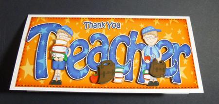 Large Dl Thank You Teacher Card & 3D Decoupage by Jayne Jones