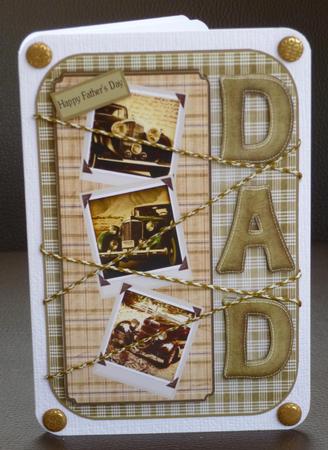 Vintage Cars for Dad Card Front with Toppers by Jayne Jones
