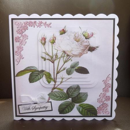 White Rose and Buds Card Front with Pyramid by Jayne Jones