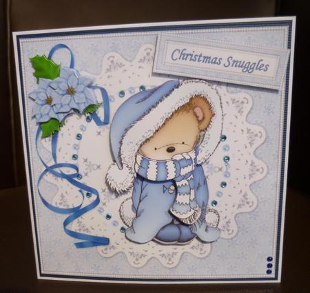 Blue Snuggle Christmas to Fit 6x6 Square by Jayne Jones
