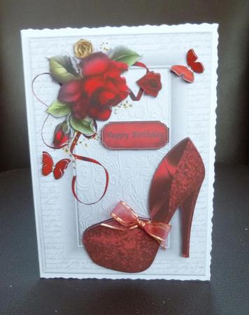 Beautiful Red Shoe with Red Rose's by Jayne Jones