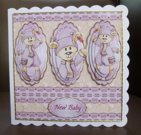 Baby Girl Teddy 3 Panel Pyramid Mini Kit by Jayne Jones