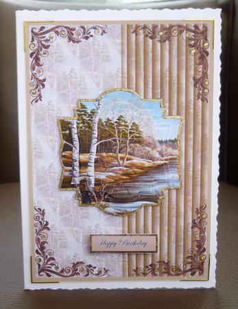 Winter Stream and Trees Card with Pyramid Layers by Jayne Jones