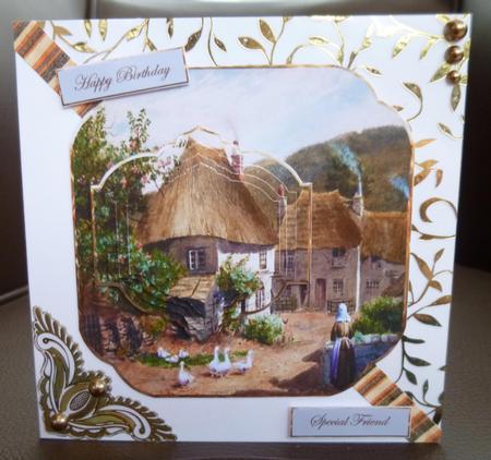 Vintage Farmyard Card with Topper and Pyramid Layers by Jayne Jones