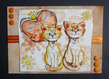 Cute Cat-two Browny Cats-quick Card by Jayne Jones