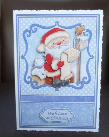 Santas Christmas Post Card Topper & Decoupage by Jayne Jones