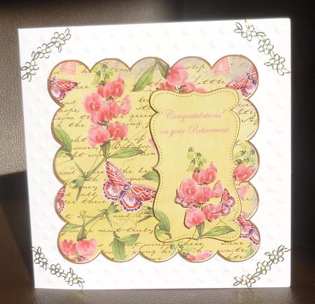 Lemon Sweetpeas Congrats Retirement 8in Scallop Topper by Jayne Jones
