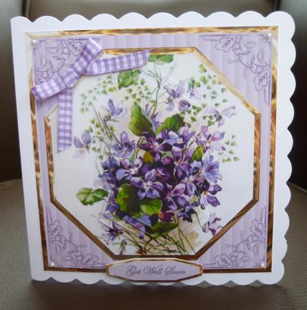 Violets Card Front with Shaped Pyramid Layers by Jayne Jones