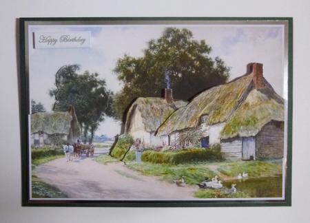 Thatch Cottage Card with Easy Cut Decoupage by Jayne Jones