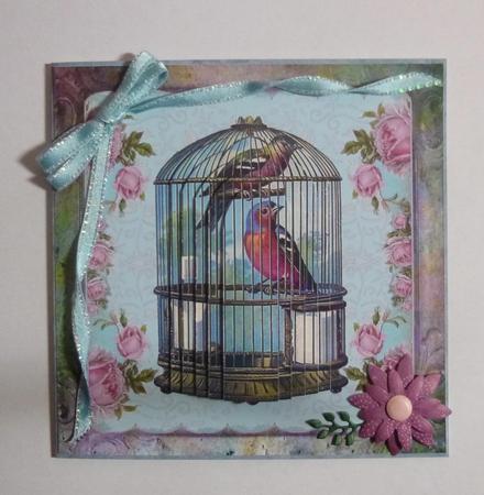 Chaffinches in a Vintage Cage by Jayne Jones