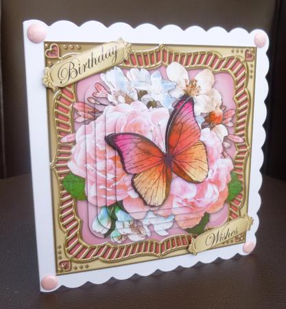 Pretty Flowers & Butterfly Round Edged Pyramage & Decoupage by Jayne Jones