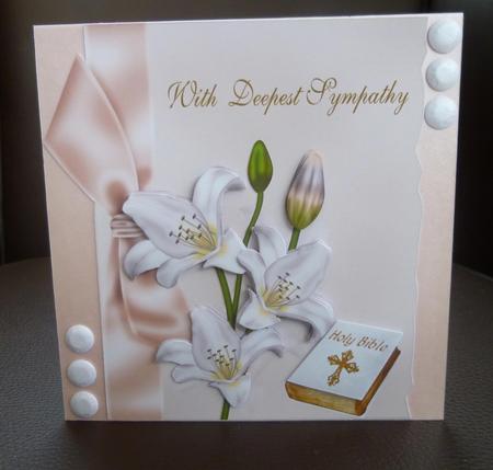 White Lily Symapathy Topper & Decoupage by Jayne Jones