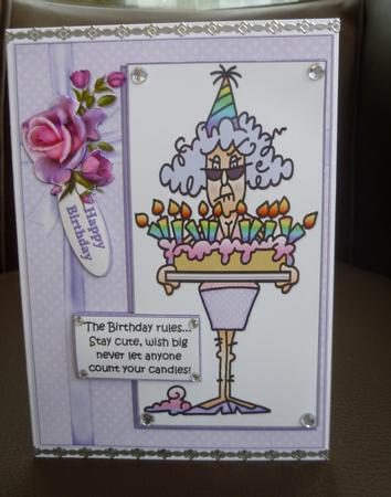 Stella with Her Birthday Rules Quick Card by Jayne Jones