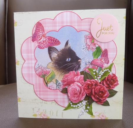 Siamese Cat with Rose Floral Frame by Jayne Jones