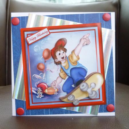 Sport Boy Card Front with Decoupage by Jayne Jones