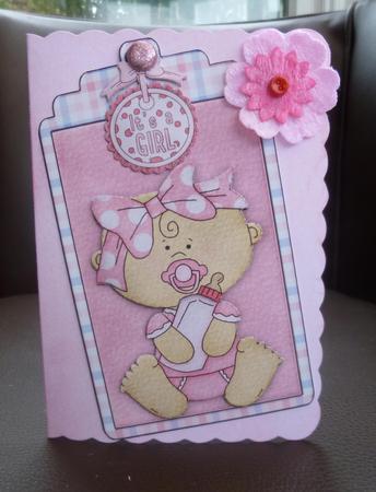 I'ts a Girl! Cute Felt Baby Girl on Tag by Jayne Jones