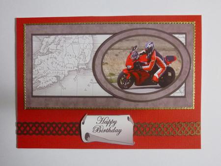 Red Motorbike Dl with Oval Shape by Jayne Jones