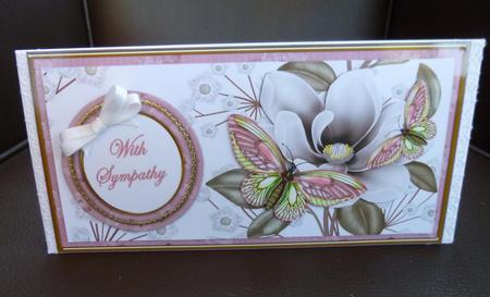Pink Butterfly with Sympathy Dl Decoupage Topper by Jayne Jones