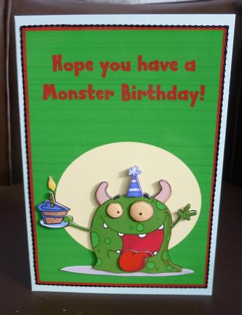 Hope You Have a Monster Birthday Decoupage Card by Jayne Jones