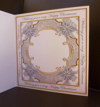 Silver Poinsettia Happy Christmas Lattice 8in Insert Panel by Jayne Jones