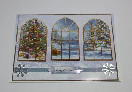 Christmas Trees and Presents Windows Card by Jayne Jones