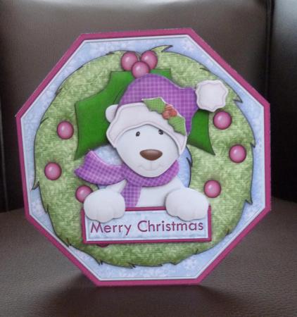 Christmas Polar Bear Wreath Peeper with Decoupage Mini Kit by Jayne Jones