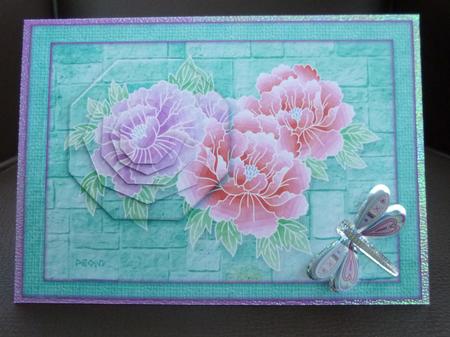 Japanese Floral Notecards 7, Peony, A5 Pyramid Card by Jayne Jones