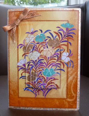 Japanese Floral Notecards 12, Dianthus, A5 Pyramid Card by Jayne Jones