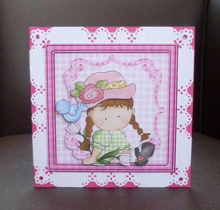 Rosie with Her Blue Bird Friend Card by Jayne Jones