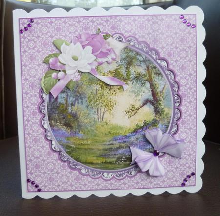 8x8 Square Frame Card Bluebell Wood with Decoupage by Jayne Jones