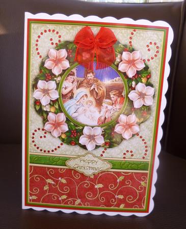 Christmas Wreath Nativity A5 Card Topper & Decoupage by Jayne Jones
