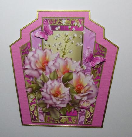 Beautiful Pink Roses in Art Deco Style Frame by Jayne Jones