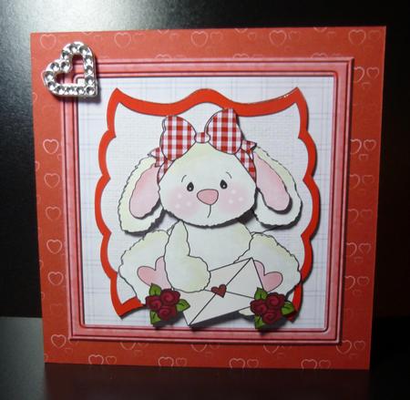 Rabbit Sends Love Card with Decoupage by Jayne Jones