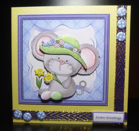 Easter Mouse and Easter Eggs Card by Jayne Jones