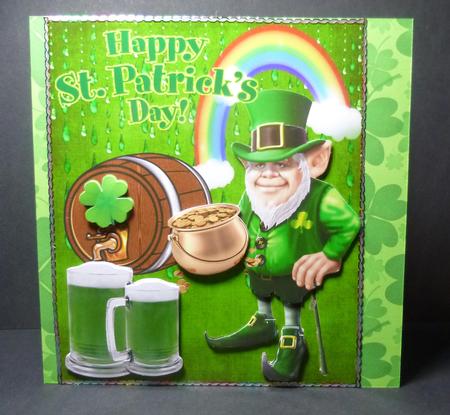 Green Beer & Pot of Gold Topper & Decoupage by Jayne Jones
