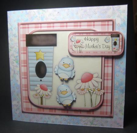 Blue Birds New Home Square Card Topper by Jayne Jones