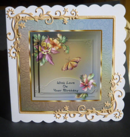Flowers & Butterfly Pyramid Card by Jayne Jones