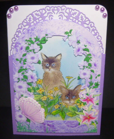 2 Cats by the Archway with Butterflies Topper by Jayne Jones