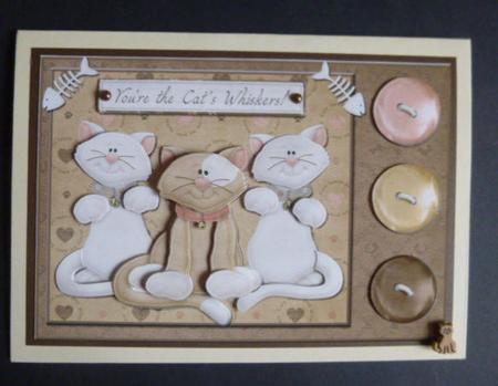 Cats and Buttons You're the Cats Whiskers Card Front by Jayne Jones