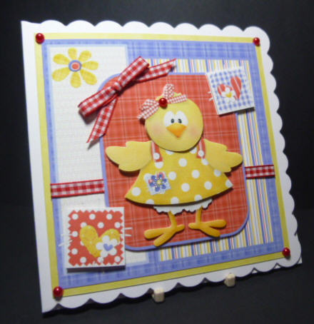 Chickens Hayday Card Front with Decoupage by Jayne Jones