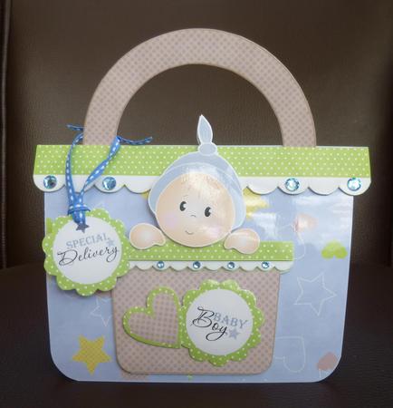 Baby Boy Handbag Card Blue by Jayne Jones