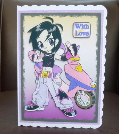 Manga Girl with Scooter 1 by Jayne Jones