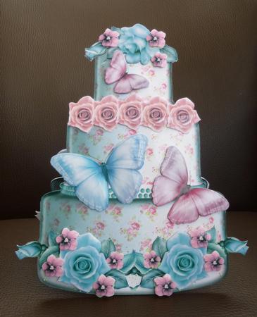 Gorgeous Shabby Chic Wedding Cake Shaped Card Kit by Jayne Jones