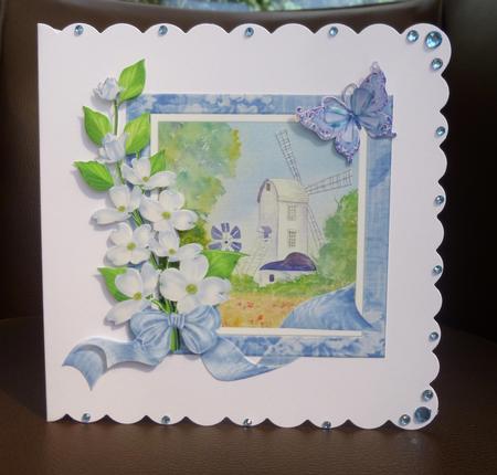 Windmill and Butterflies Decoupage Topper by Jayne Jones