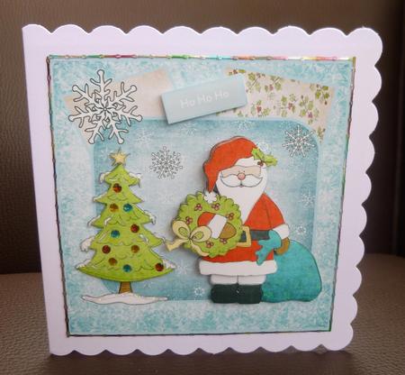 Santa Clause and Tree Card with Decoupage by Jayne Jones