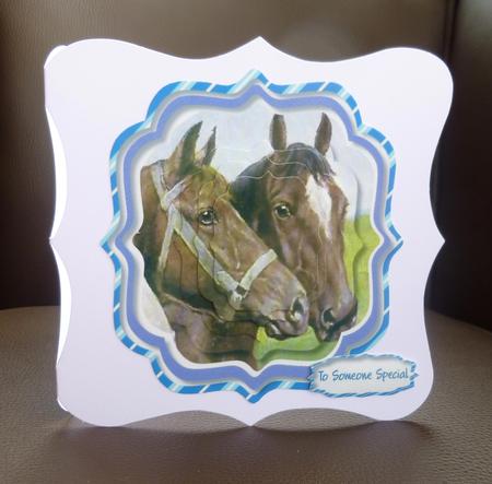 Easel or Topper Two Beautiful Horses ( Pyramid ) by Jayne Jones
