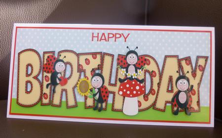 Cute Ladybirds Birthday Large Dl by Jayne Jones