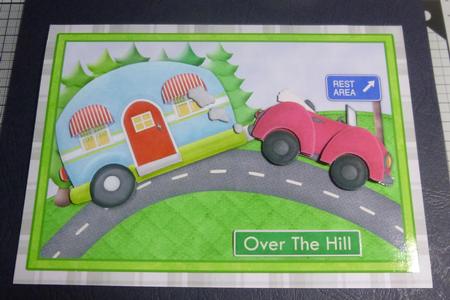 Caravan Over the Hill Topper & Decoupage by Jayne Jones
