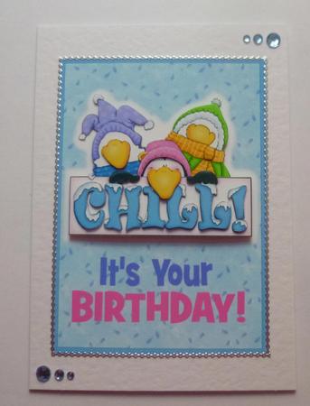 Chilled-out Penguins - Birthday Card Front with Decoupage by Jayne Jones